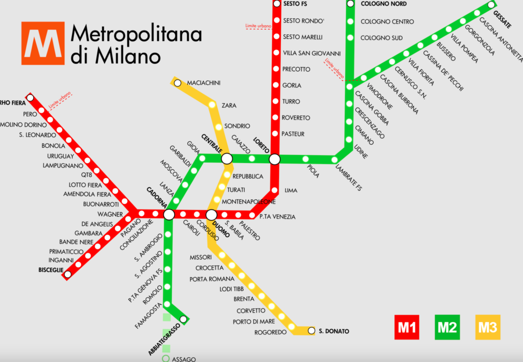 Carte Métro Milano - letemps.voyage