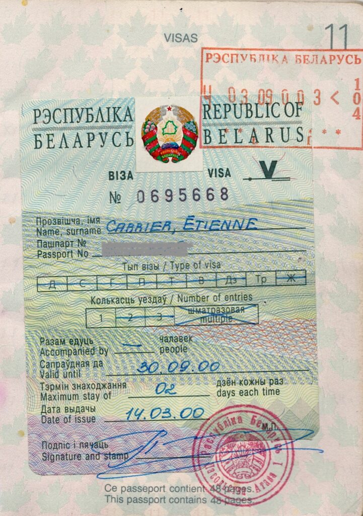 Visa Bielorussia - letemps.voyage - Etienne F. Carrier